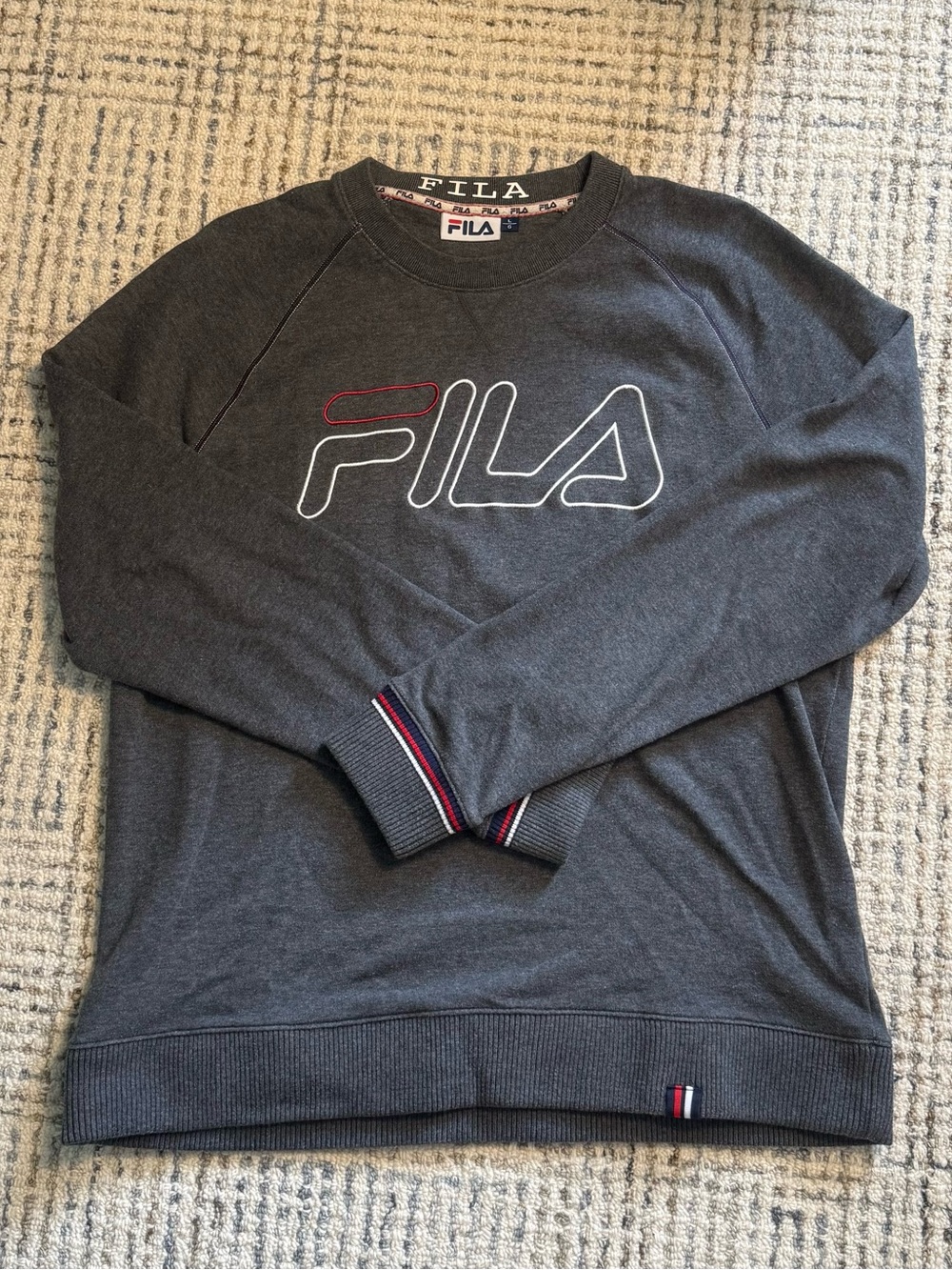 Fila Men's Charcoal Crewneck with White & Red Logo